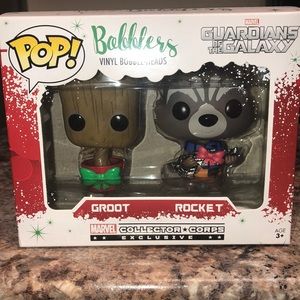 Groot and Rocket Raccoon Christmas mini bobbles